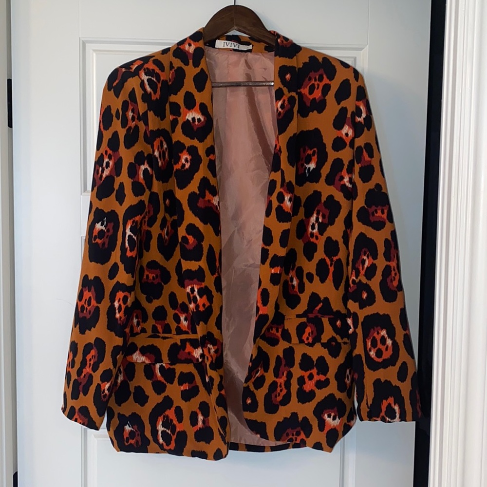 Leopard blazer - orange/black